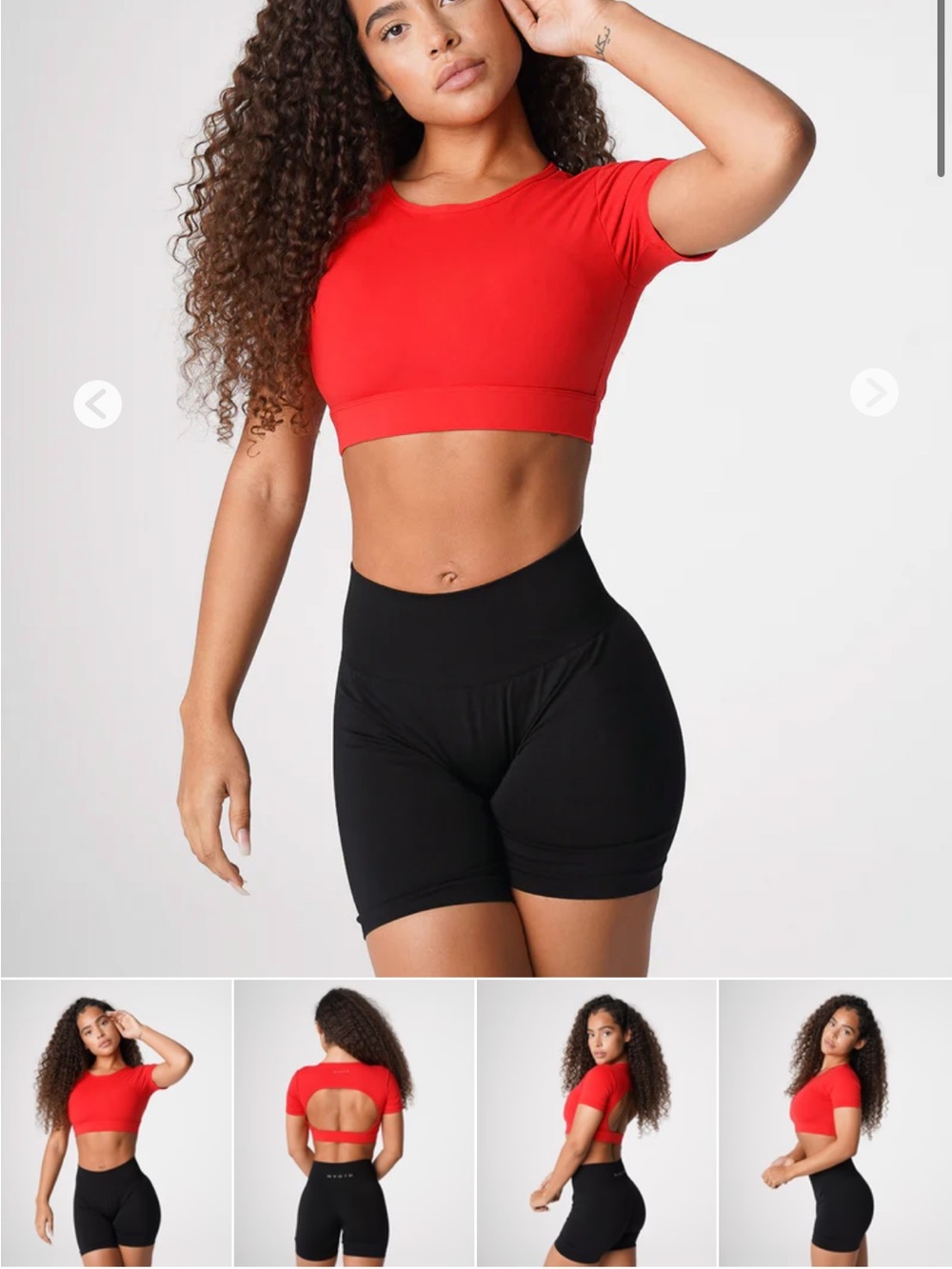 NVGTN Red Open Back Racerback Sports Crop with White Lining